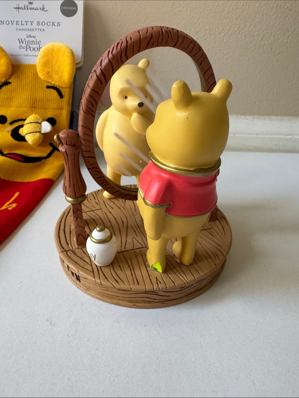 Hallmark Disney Winnie the Pool, Eeyore Socks & Winnie the Pooh Figurine Mirror - Picture 4 of 13